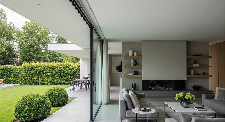 Luxury modern living room interior design with premium furniture and ambient lighting